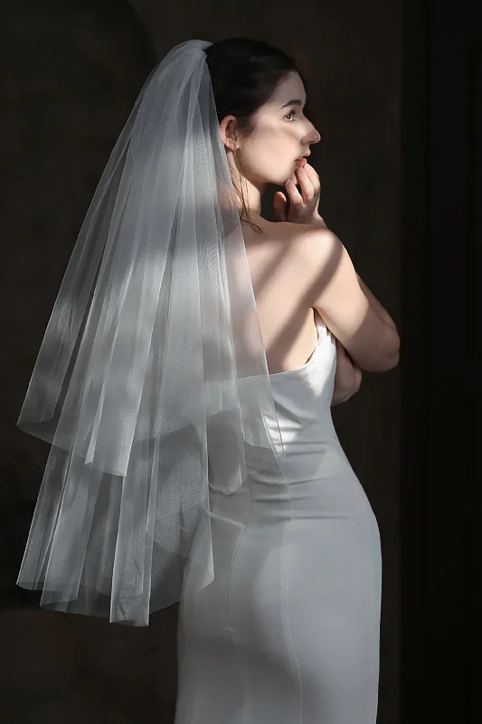 Two-tier Cut Edge Tulle Hip Veils CV0306