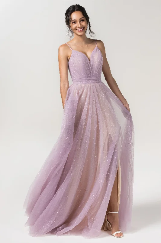 A-Line Floor Length Sparkling Tulle Bridesmaid Dress Formal Dresses CB0621