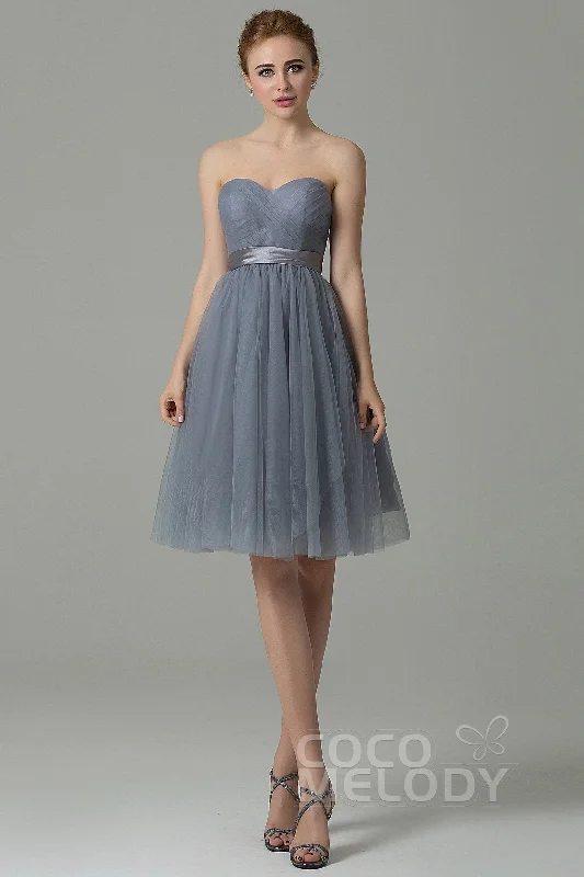 A-Line Knee Length Tulle Bridesmaid Dress COZM15016