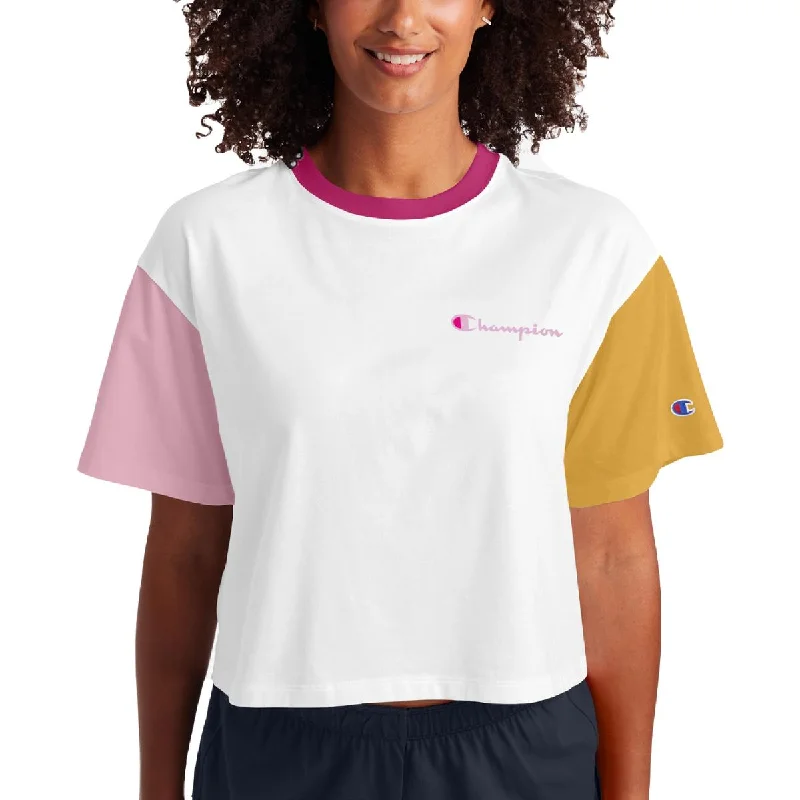 Champion Womens Colorblock Cropped Pullover Top