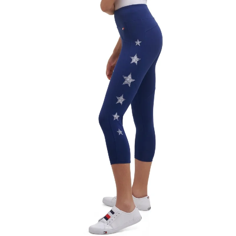 Tommy Hilfiger Sport Womens Star Print Printed Cropped Athletic Leggings