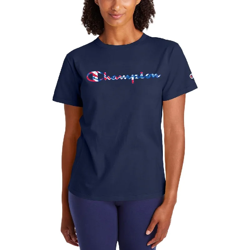 Champion Womens Americana Logo Cotton Pullover Top