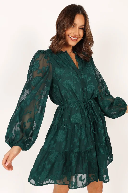 Monary Long Sleeve Mini Dress - Emerald