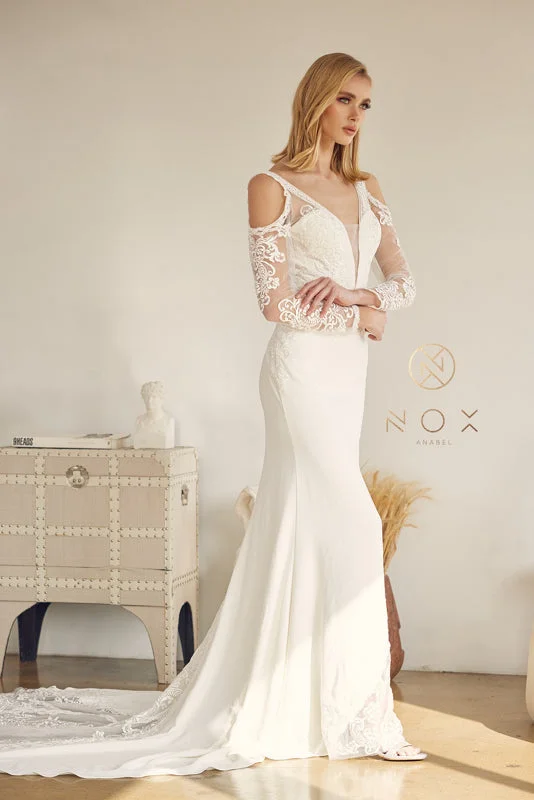 Enchanting Nox Anabel Bridal Gown: A Vision of Lace and Embroidery