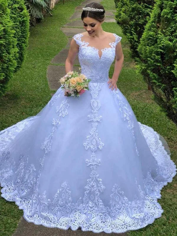 Exquisite Scoop Short Sleeve Zipper Lace Wedding Dresses