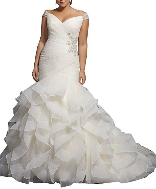 Beautiful organza and Tulle Plus Size Mermaid Wedding Dresses For Bride