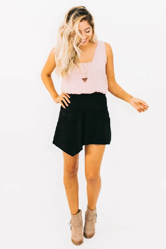 VEGAN SUEDE ASYMMETRICAL SKIRT