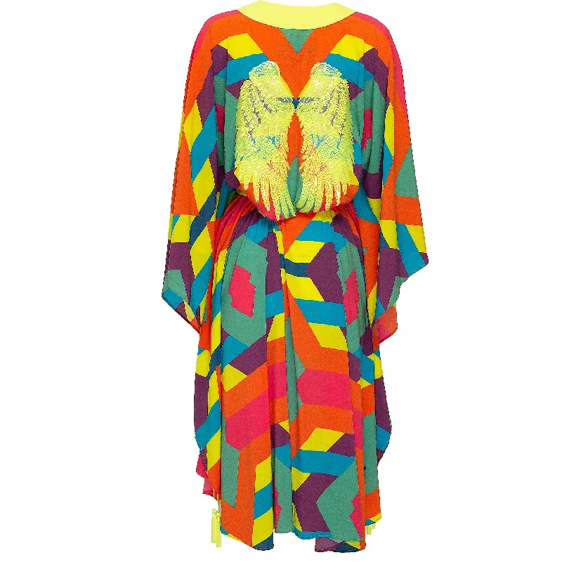 Tribal Colorful Kimono Wings In Neon Yellow Long