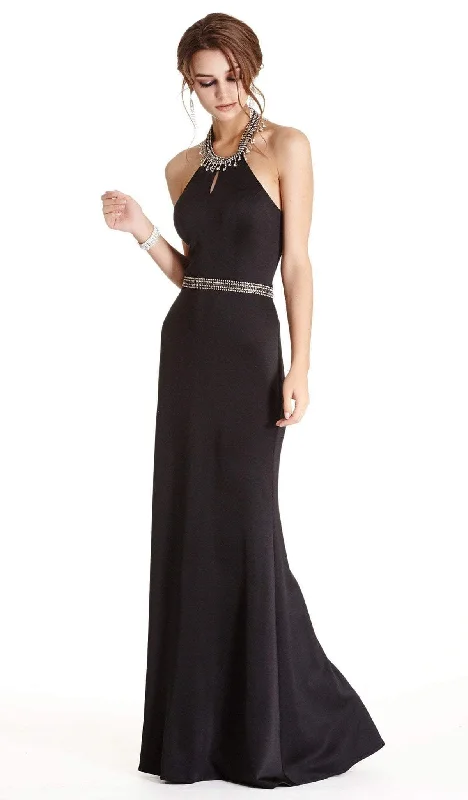 Aspeed Design - Embellished Halter Neck Sheath Evening Dress