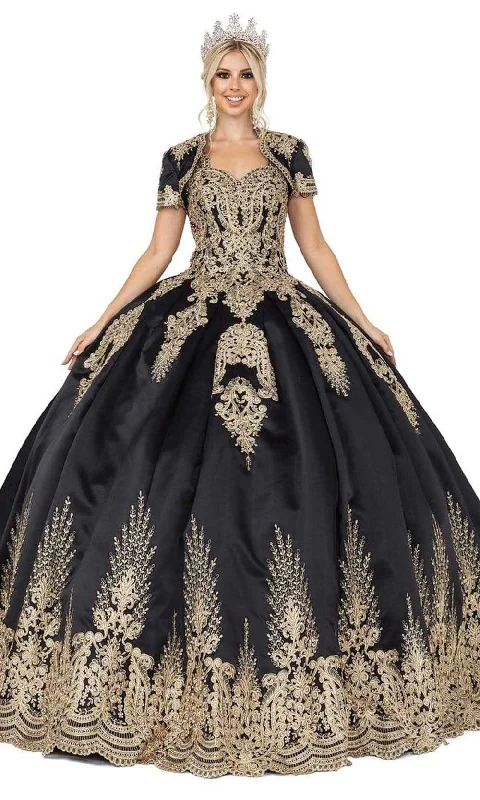 Dancing Queen - 1494 Sweetheart Neck Gold Applique Ballgown