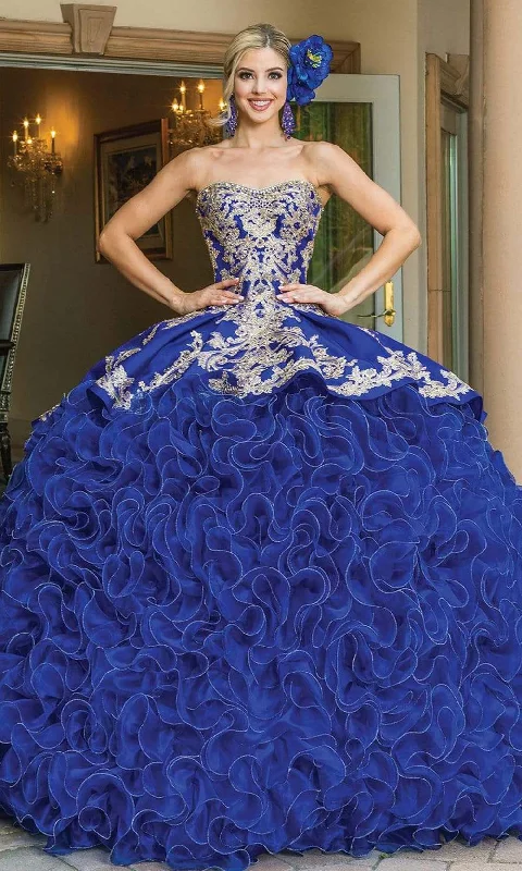 Dancing Queen - 1634 Strapless Embellished Ruffled Gown