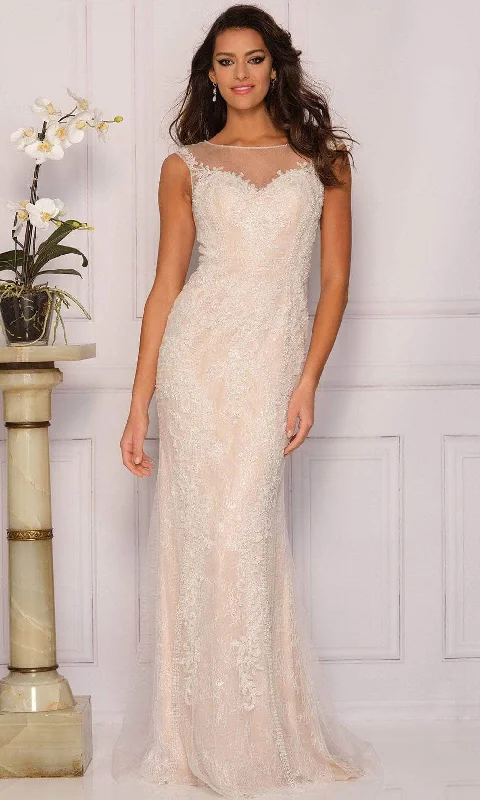 Dave & Johnny A8442 - Sheer Bateau Sweetheart Evening Gown