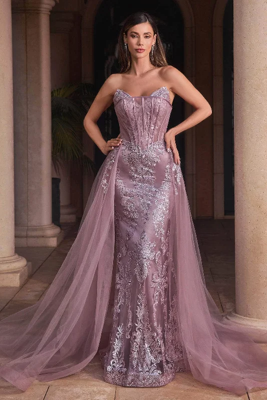 Ladivine J858 - Embroidered Off-Shoulder Sheath Gown