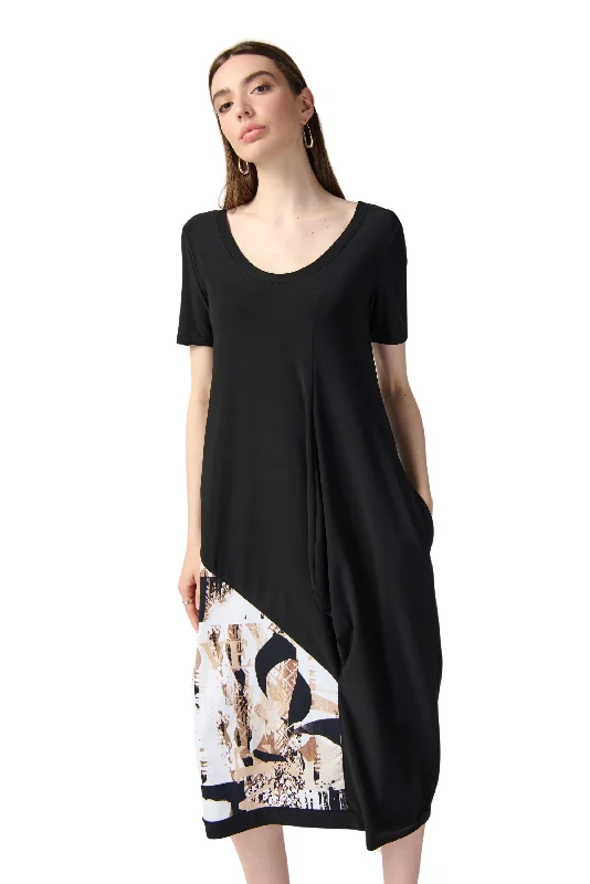 Abstract Print Silky Knit Cocoon Dress