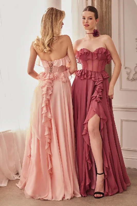 Andrea And Leo -A1341 Strapless Ruffle A-Line Dress