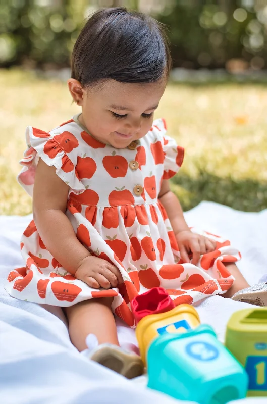 Apple of my Eye Flutter Sleeve Henley Dress with Matching Bloomer