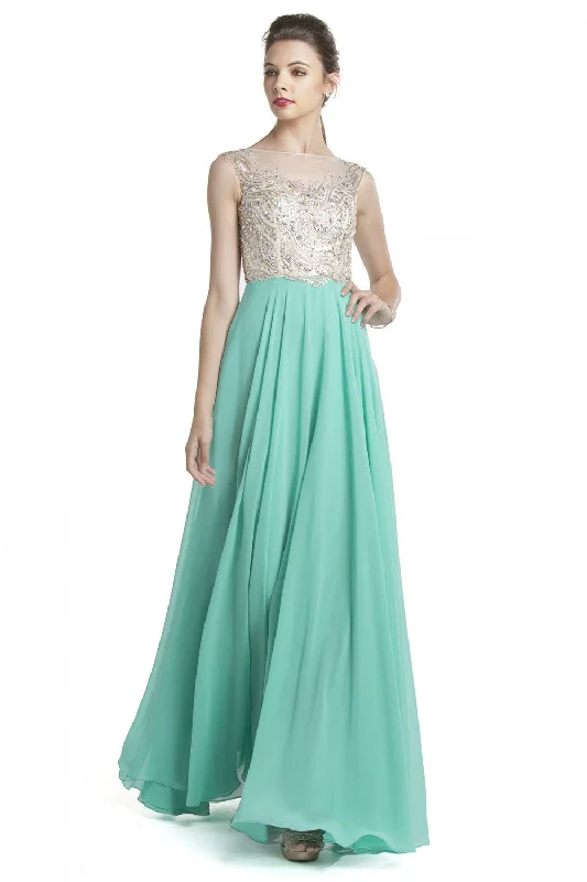 Aspeed Design -L1470 Beaded Bodice A-Line Evening Dress