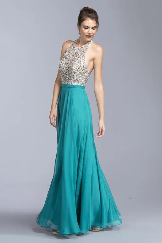 Aspeed Design -L2061 Halter A-Line Evening Dress