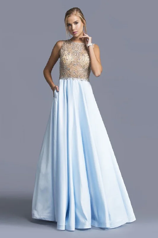 Aspeed Design -L2064 Beaded Embellished A-Line Evening Dress