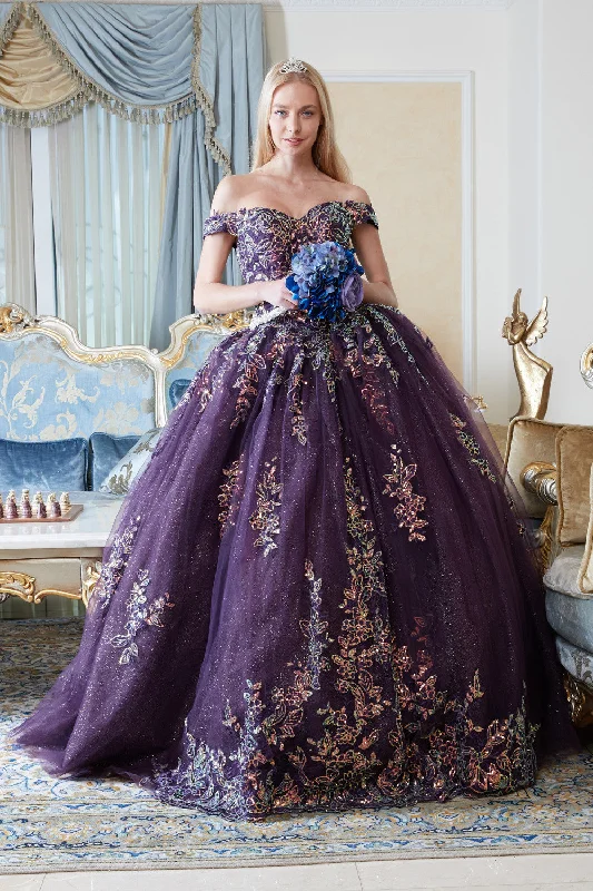 Aspeed Design -L2822C Off Shoulder Applique Quinceanera Ball Gown