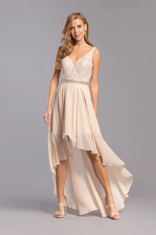 Aspeed Design -S2330 V-Neck Embellished High Low Dress