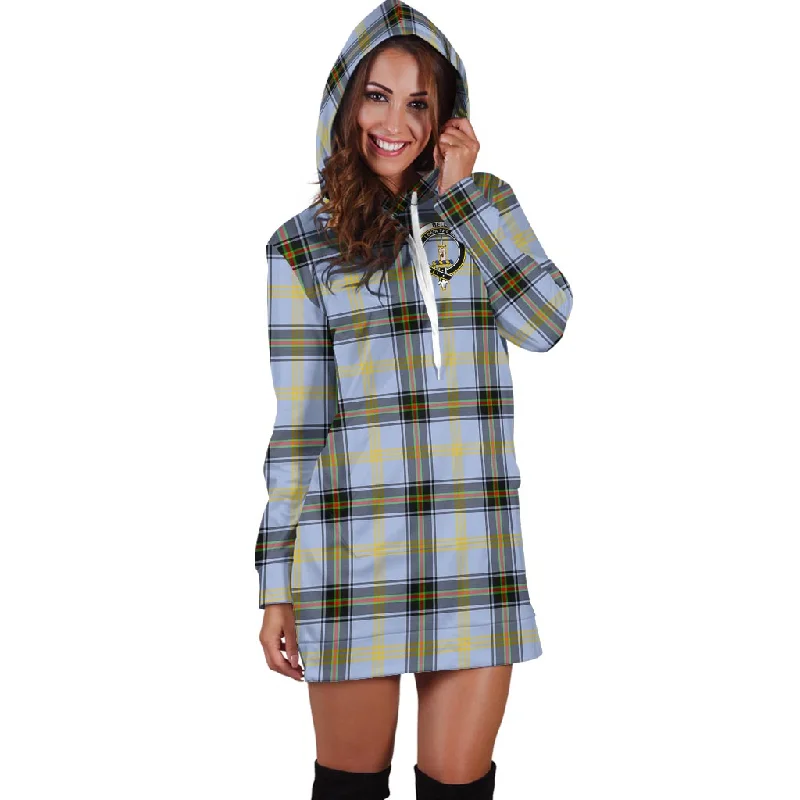 Bell Tartan Hoodie Dress with Family Crest