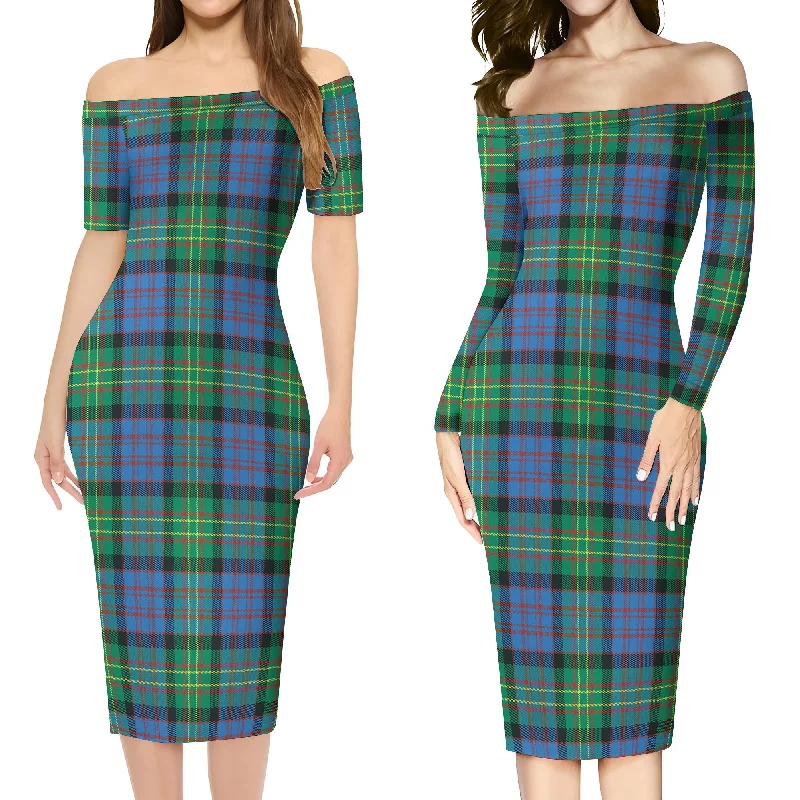 Bowie Ancient Tartan Off Shoulder Lady Dress