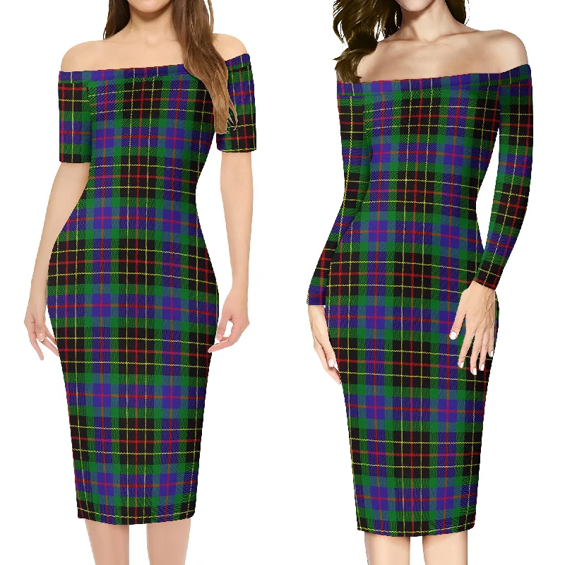 Brodie Hunting Modern Tartan Off Shoulder Lady Dress