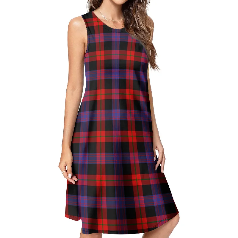 Broun Modern Tartan Womens Casual Dresses