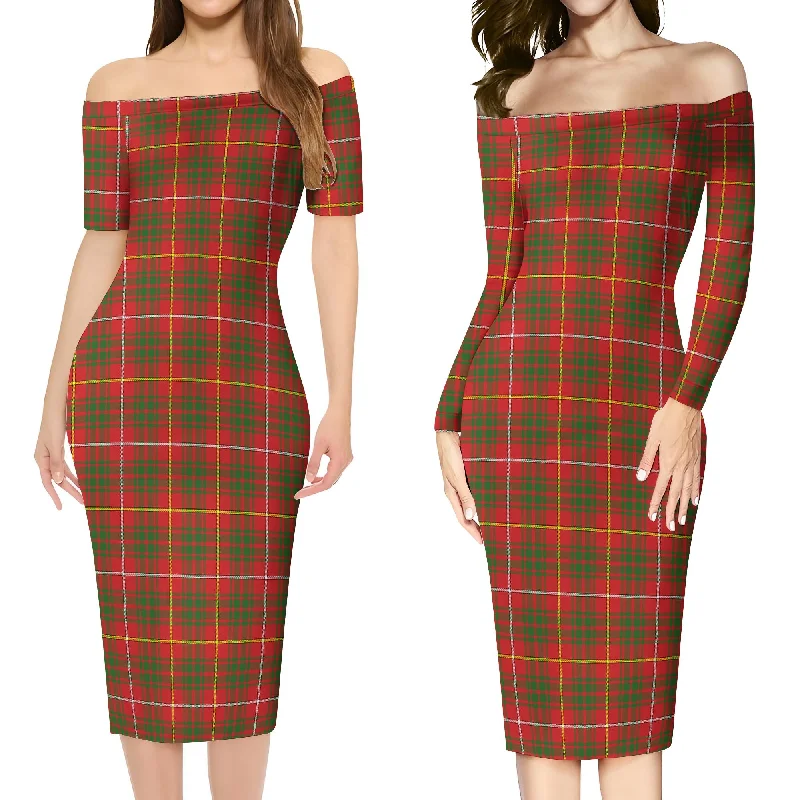 Bruce County Canada Tartan Off Shoulder Lady Dress