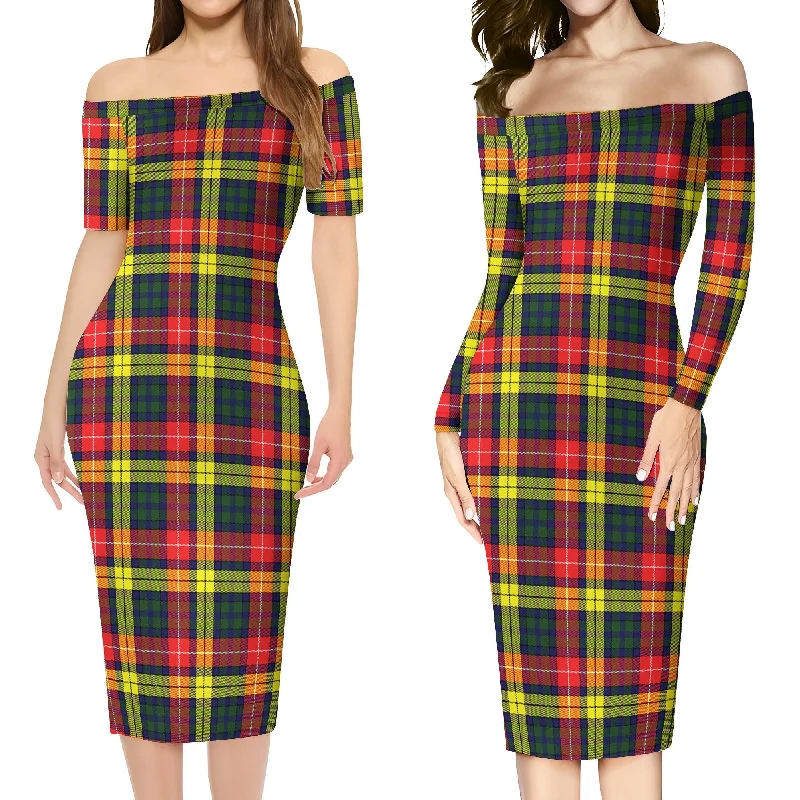 Buchanan Modern Tartan Off Shoulder Lady Dress