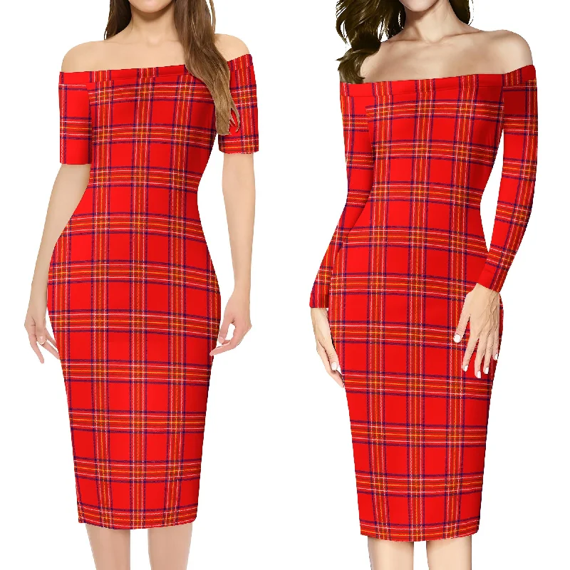 Burnett Modern Tartan Off Shoulder Lady Dress