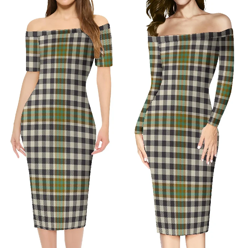 Burns Check Tartan Off Shoulder Lady Dress