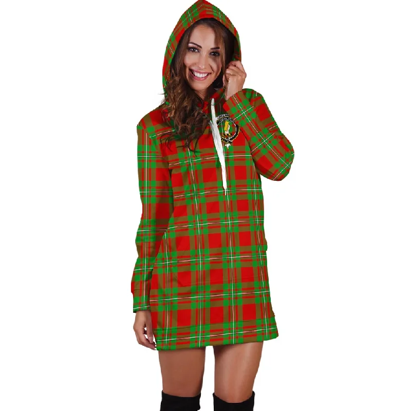 Callander Tartan Hoodie Dress with Family Crest