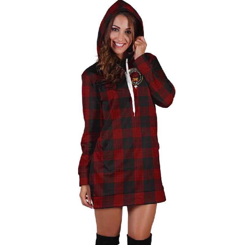 Cameron Black and Red Tartan Hoodie Dress with Family Crest