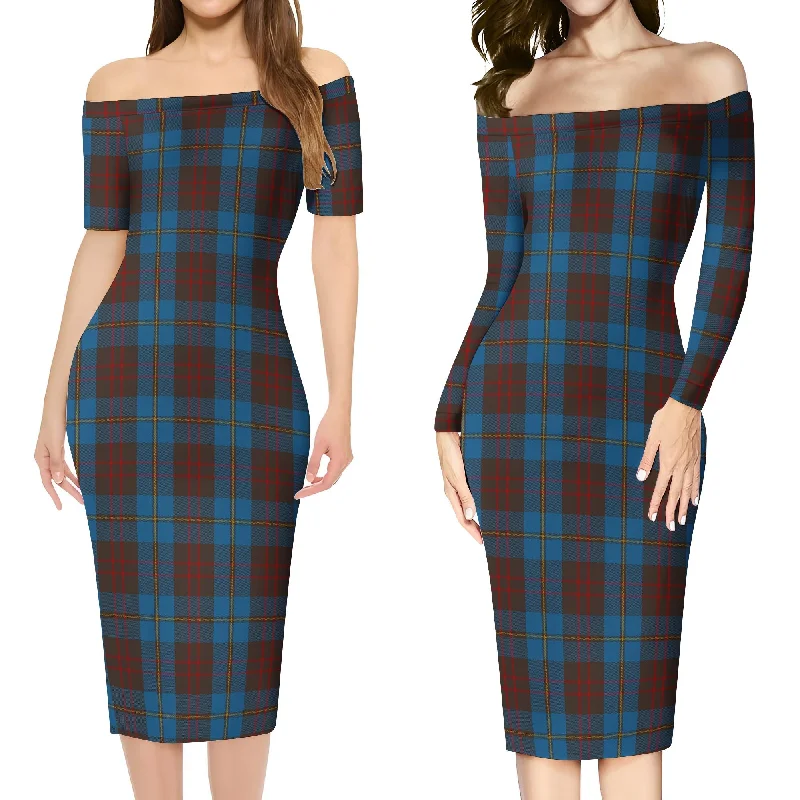 Cameron Hunting Tartan Off Shoulder Lady Dress