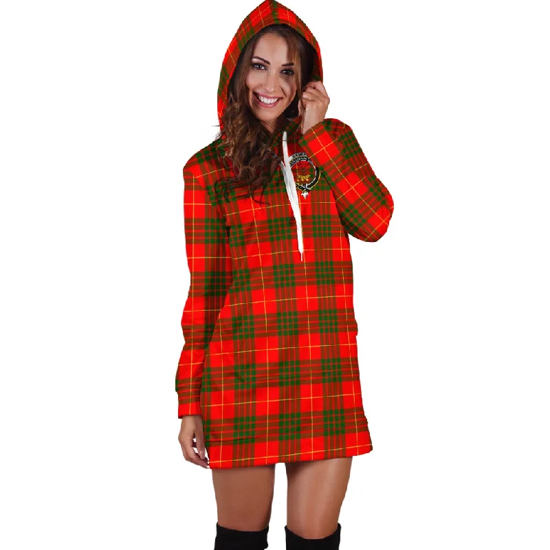 Cameron Modern Tartan Hoodie Dress with Family Crest