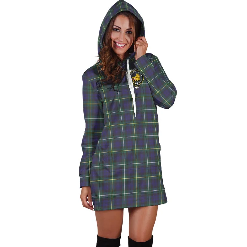 Campbell Argyll Modern Tartan Hoodie Dress with Family Crest