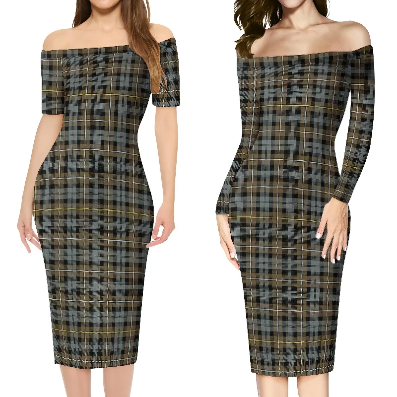 Campbell Argyll Weathered Tartan Off Shoulder Lady Dress