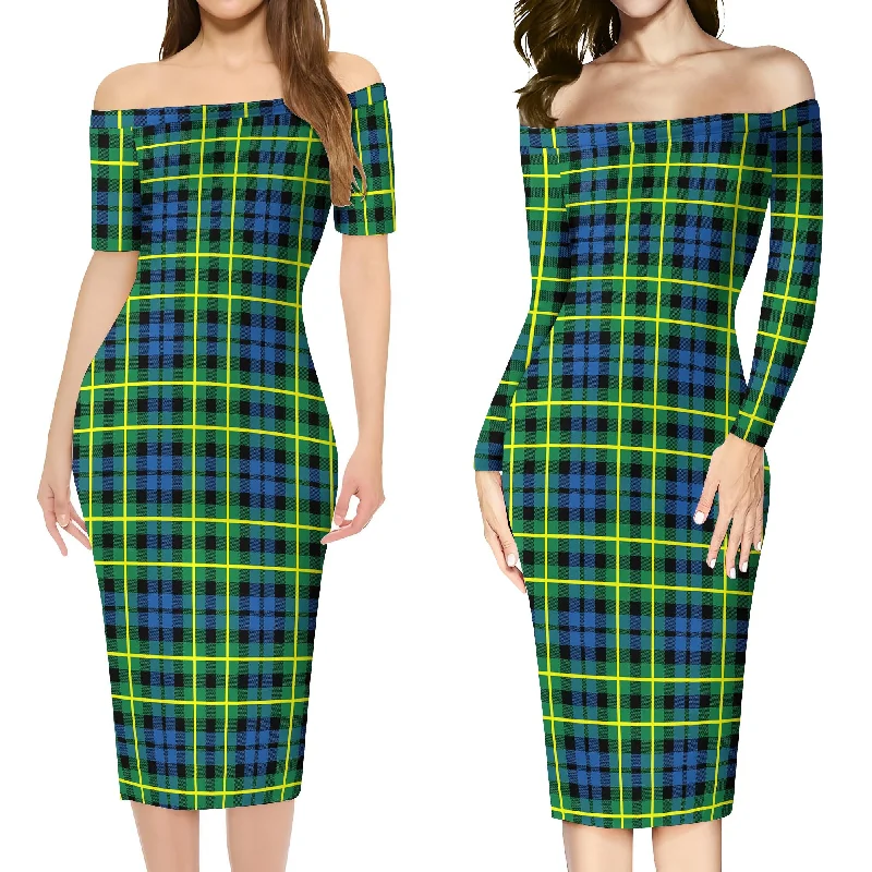 Campbell of Breadalbane Ancient Tartan Off Shoulder Lady Dress