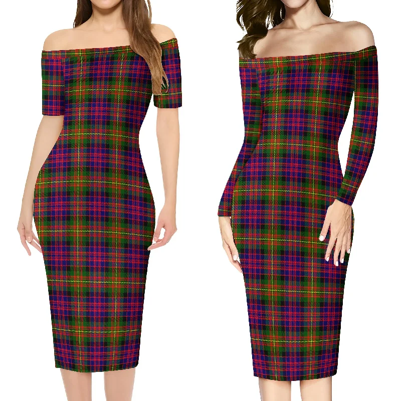 Carnegie Modern Tartan Off Shoulder Lady Dress