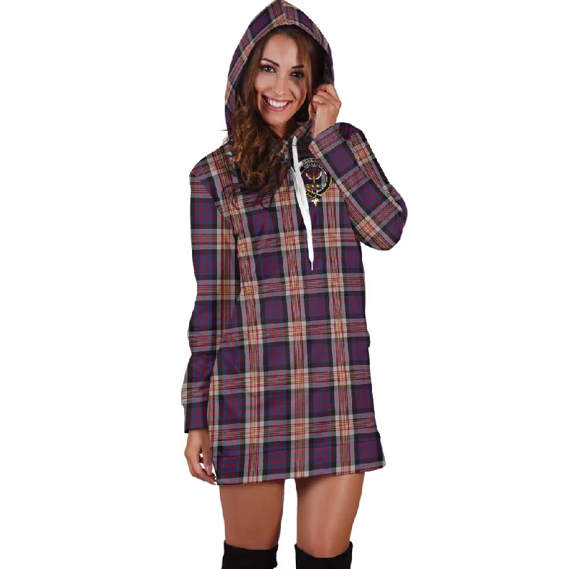 Carnegie Tartan Hoodie Dress with Family Crest