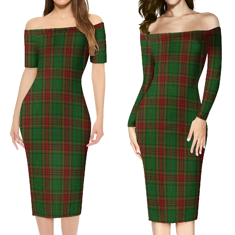 Cavan County Ireland Tartan Off Shoulder Lady Dress