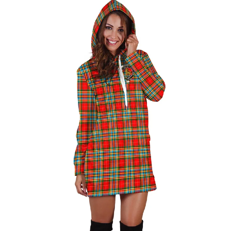 Chattan Tartan Hoodie Dress with Family Crest