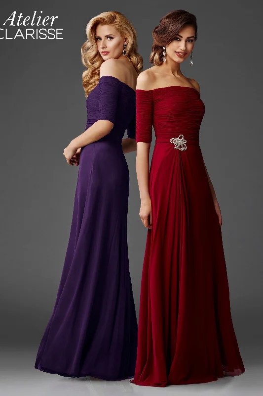 Clarisse -M6404 Off Shoulder Pleated Prom Dress