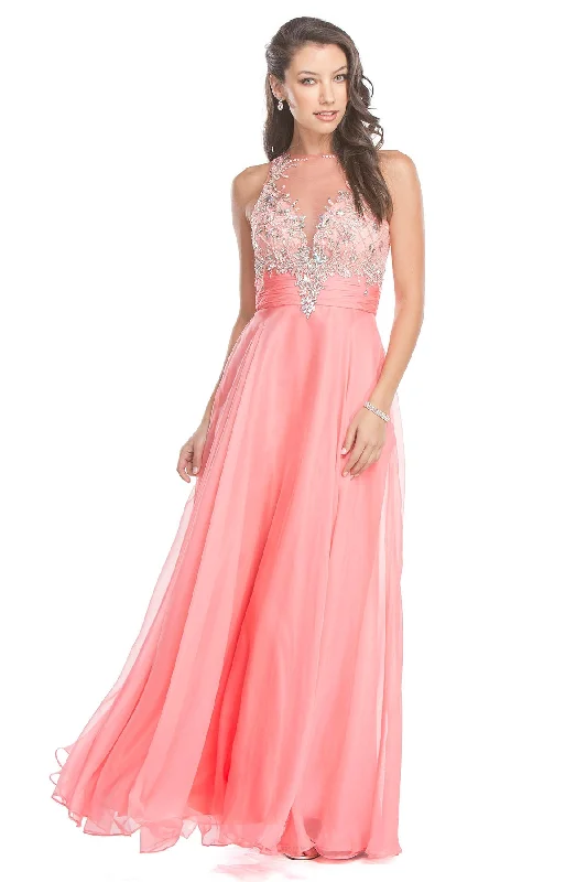 Clearance Sale Aspeed Design -L1419CL Embellished Bodice A-Line Prom Dress