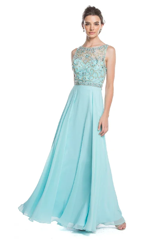 Clearance Sale Aspeed Design -L1611CL Embellished Bodice A Line Dress