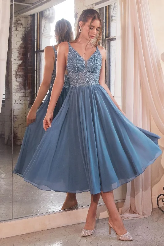 Clearance Sale Cinderella Divine –CD0225CL V-Neck Chiffon A-Line Dress