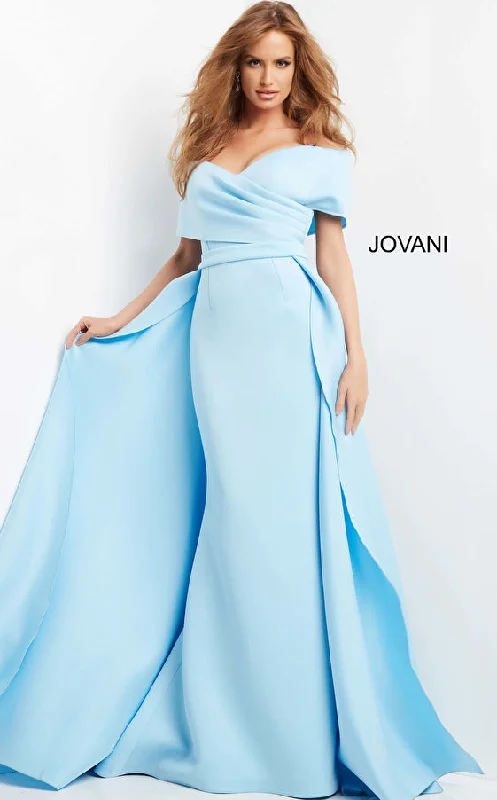 Draped Off Shoulder Mermaid Dress By Jovani -07443