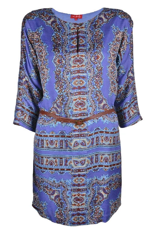 AGRAIRE Blue Purple Dress with Designs